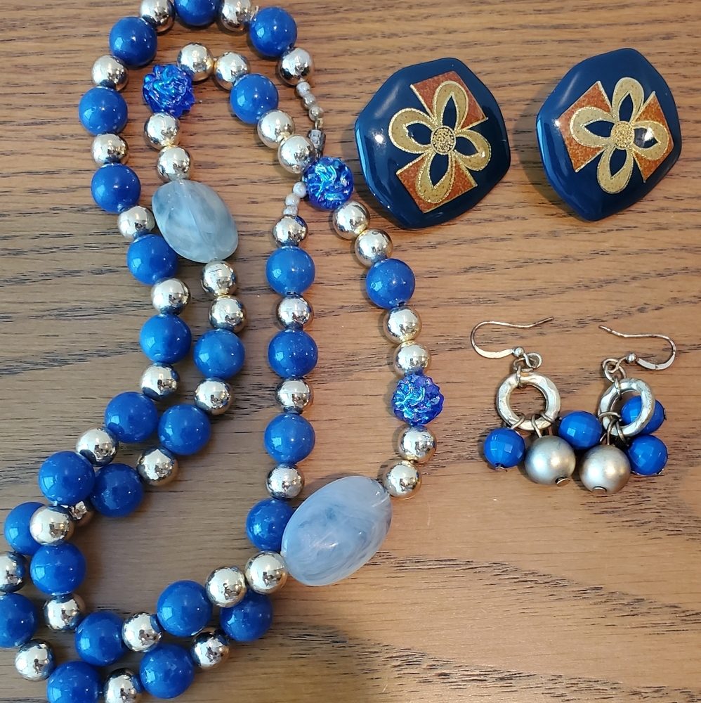 Vintage Jewelry Lot Blue